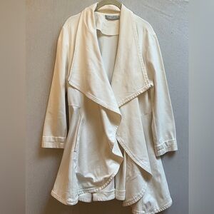 Bailey Ivory Open Front Waterfall Drape Cardigan Jacket Size M